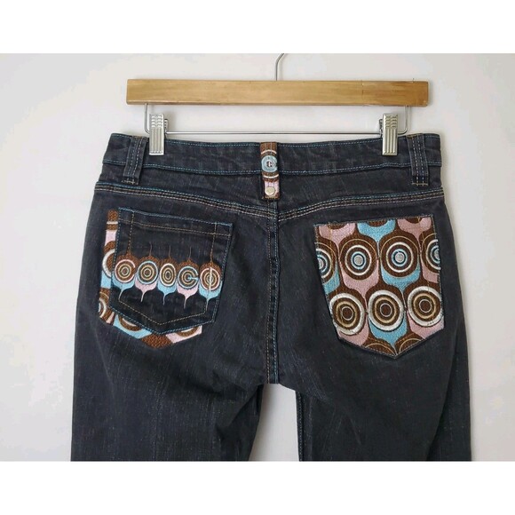 Coogi Womens Low Rise Straight Leg Jeans Size 9/10 Pink Blue Brown Embroidery - Picture 3 of 7